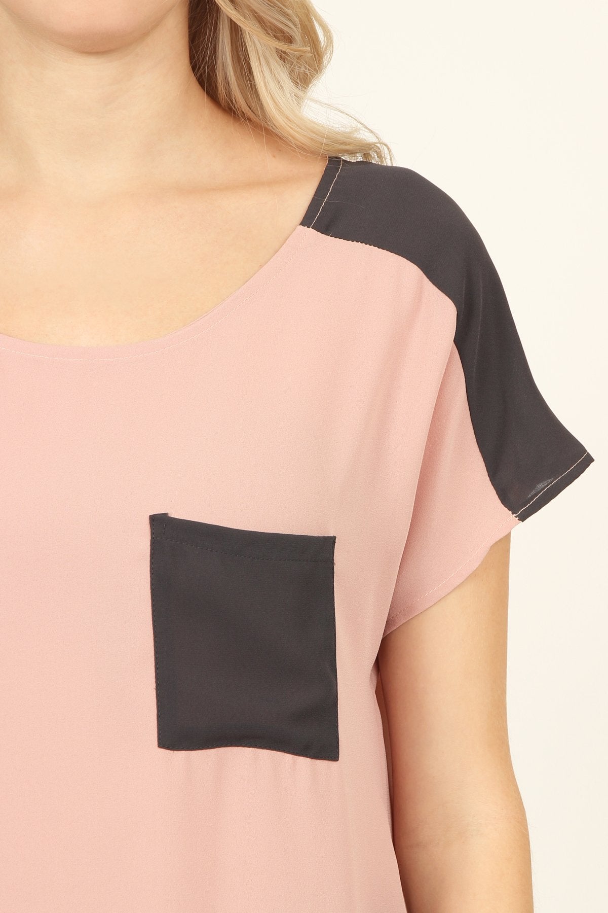 Two Tone Pocket Blouse