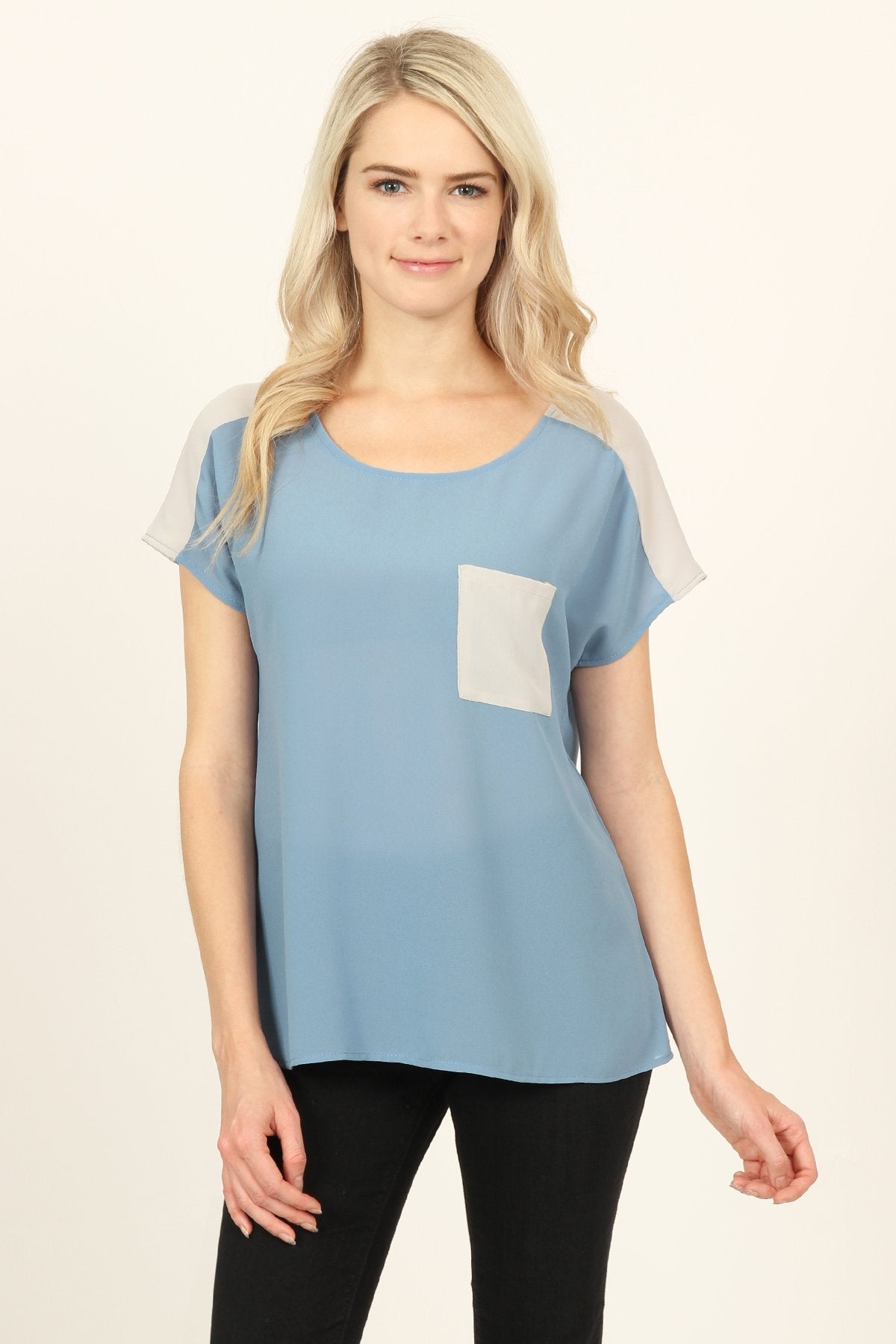 Two Tone Pocket Blouse