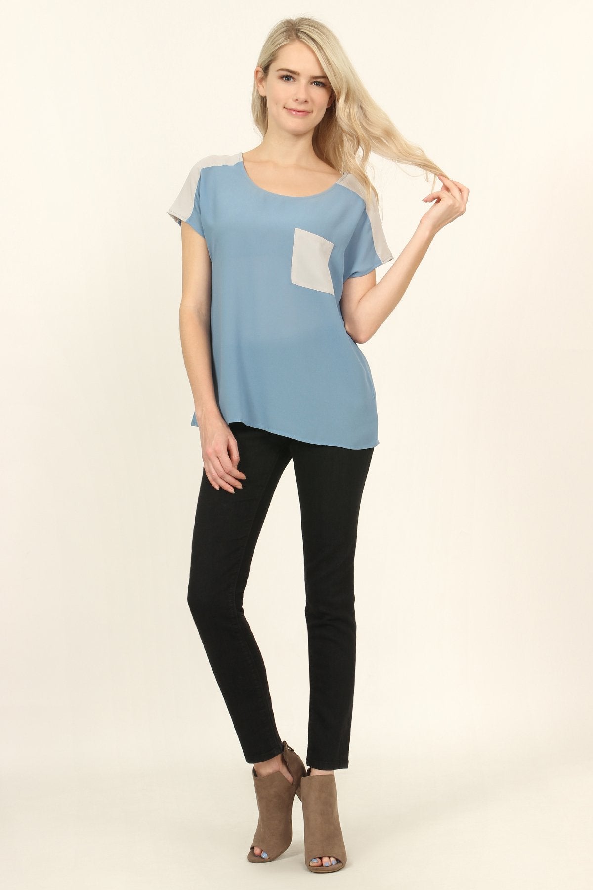 Two Tone Pocket Blouse
