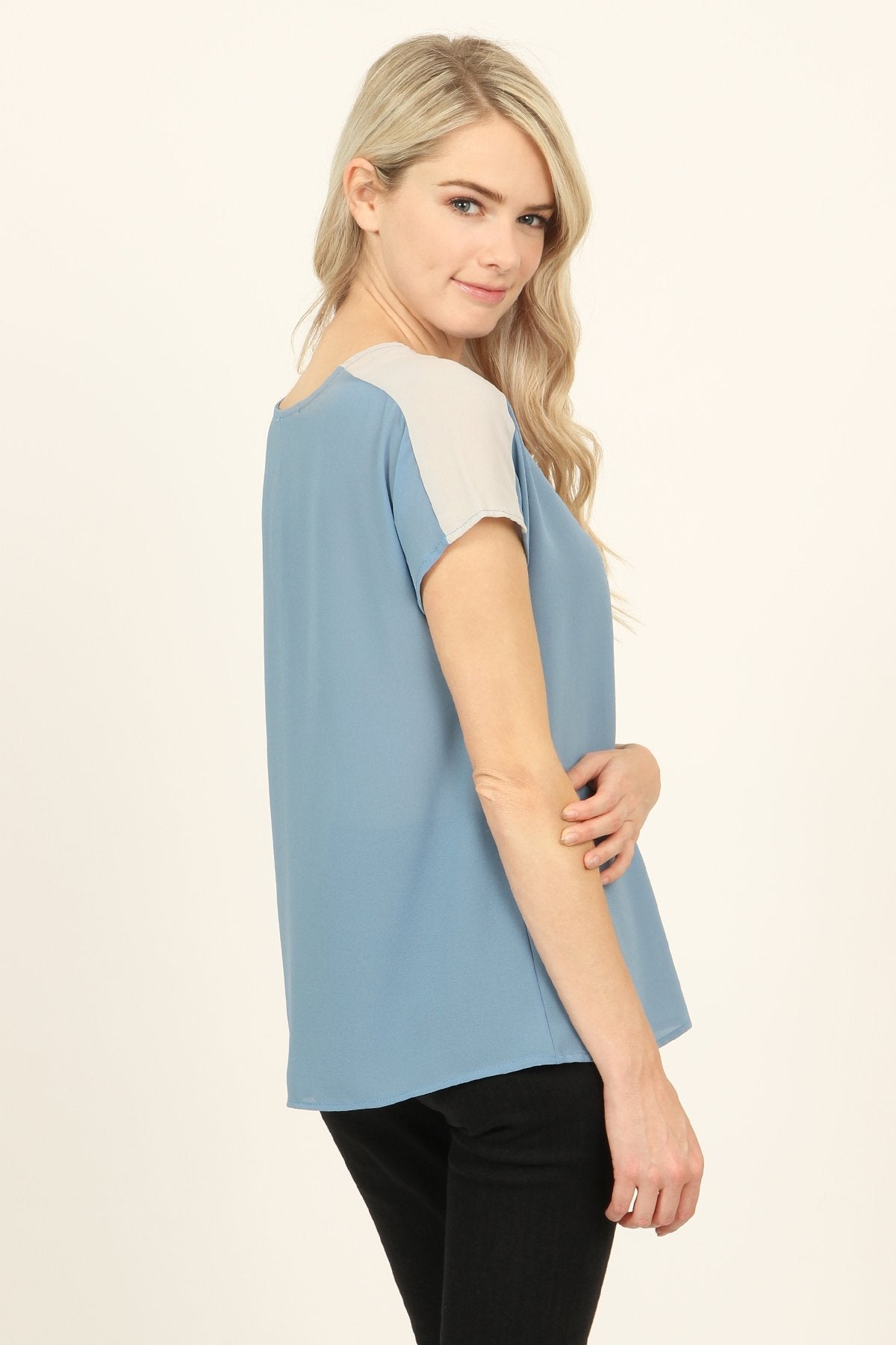 Two Tone Pocket Blouse
