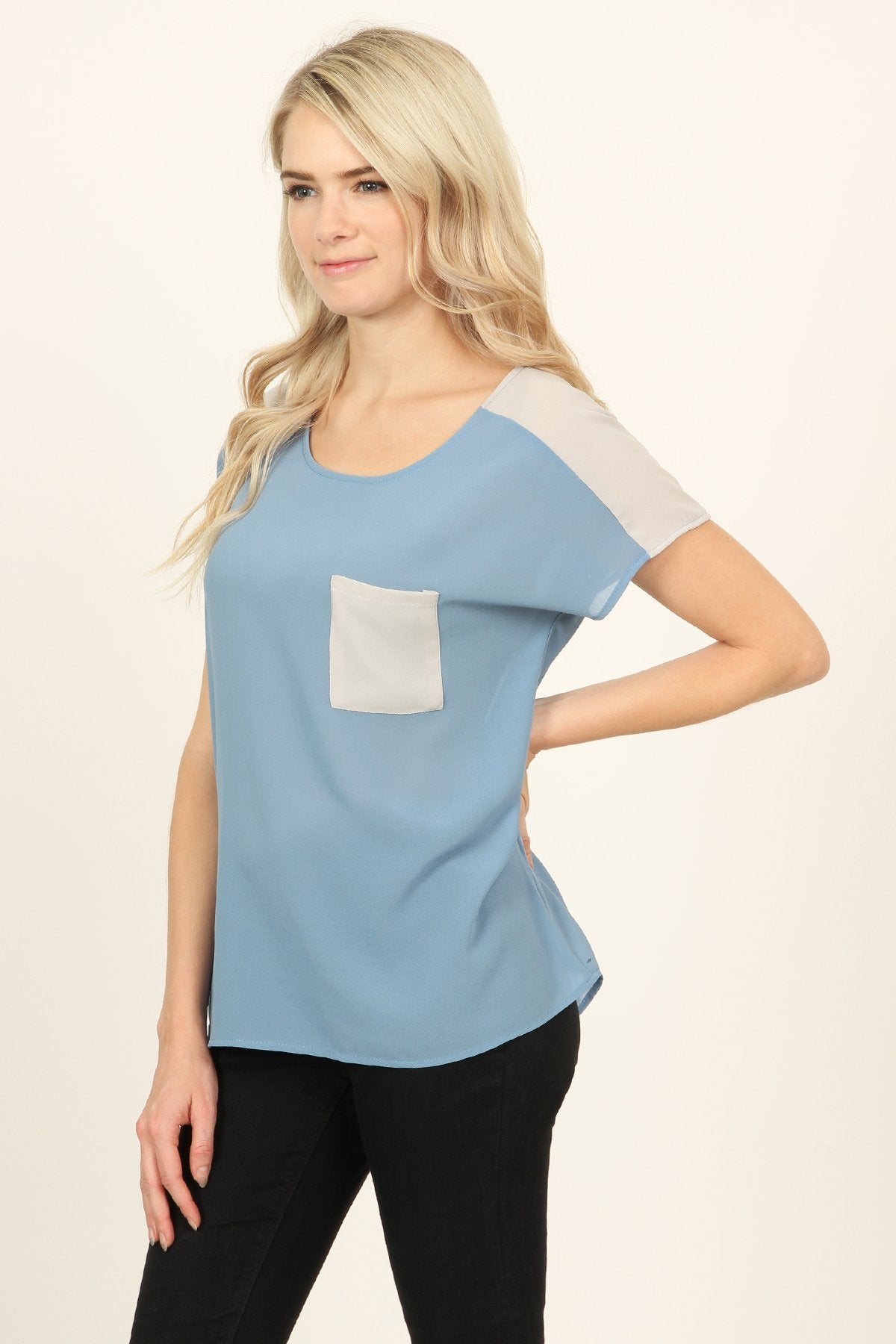 Two Tone Pocket Blouse