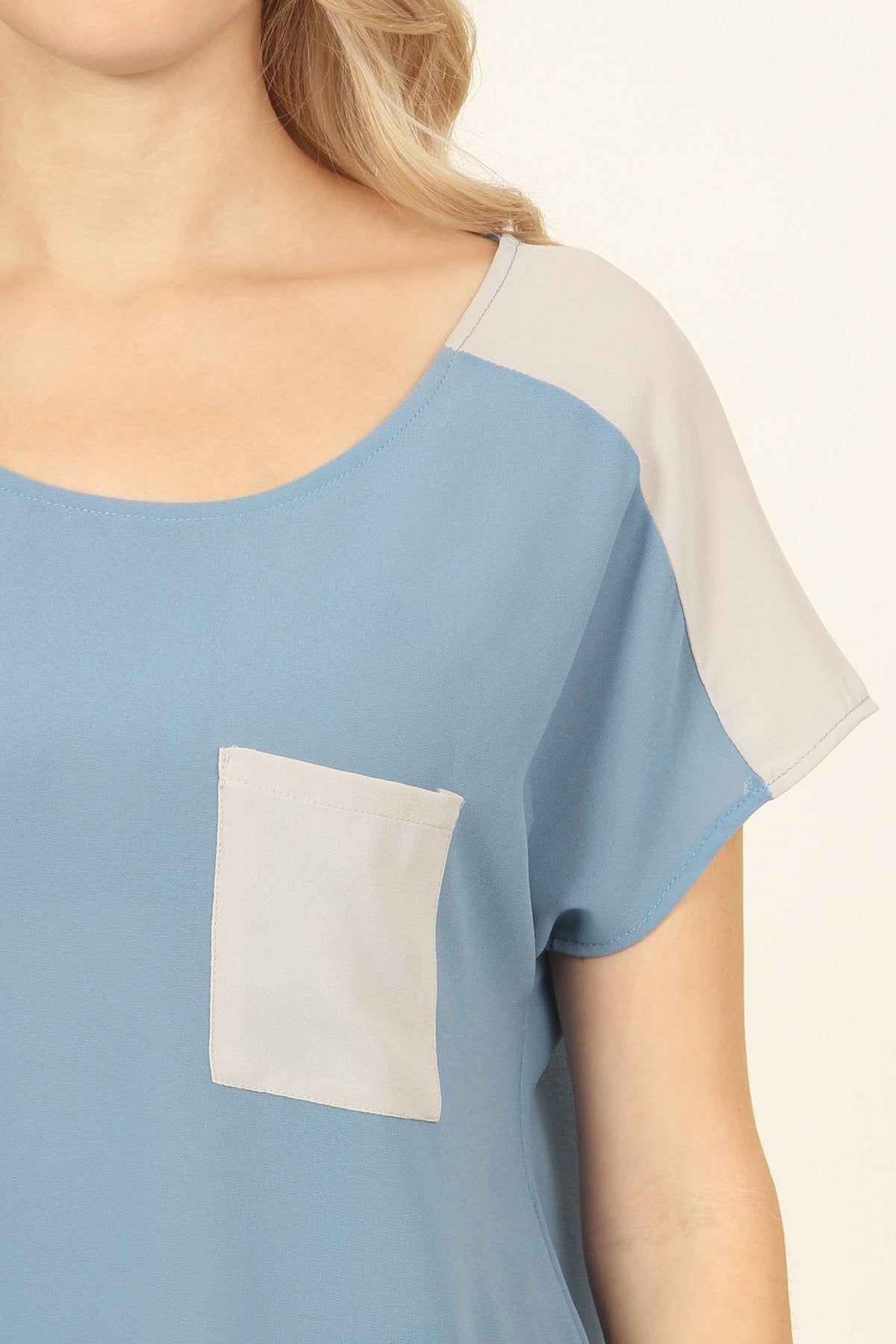 Two Tone Pocket Blouse