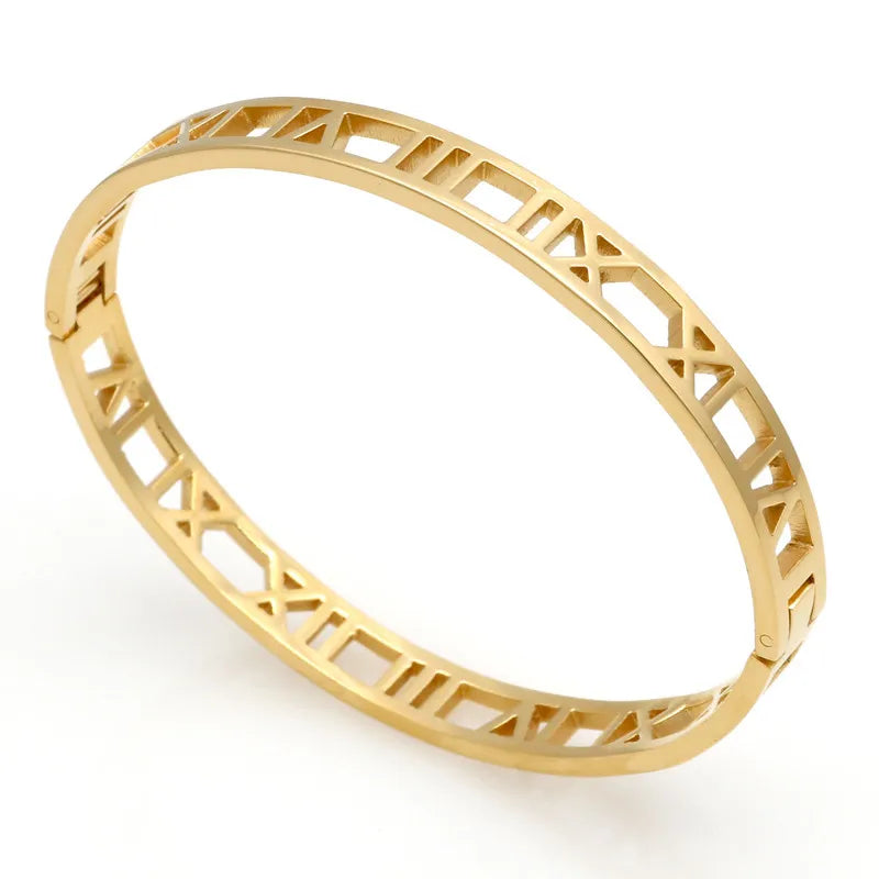Delicate Hollow Roman Numeral Bracelets & Bangles Titanium Steel Bangle Fine Jewelry for Women Vacuum Plating Bangle Top Quality