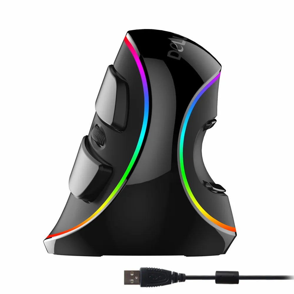 Delux M618 PLUS Ergonomics Vertical Gaming Mouse 6 Buttons 4000 DPI RGB Wired/Wireless Right Hand Mice for PC Laptop Computer