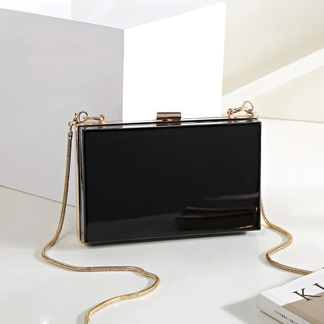 BELLA JOY New Acrylic Transparent Women Clutch Bag Chain  Women Messenger Bag Evening Bag Handbag Chain Shoulder Bag