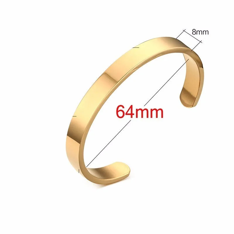 Solid Golden Flat 6mm 8mm Cuff Bangles for Men Bracelet Brackelts Brazalet Bileklik Braslet