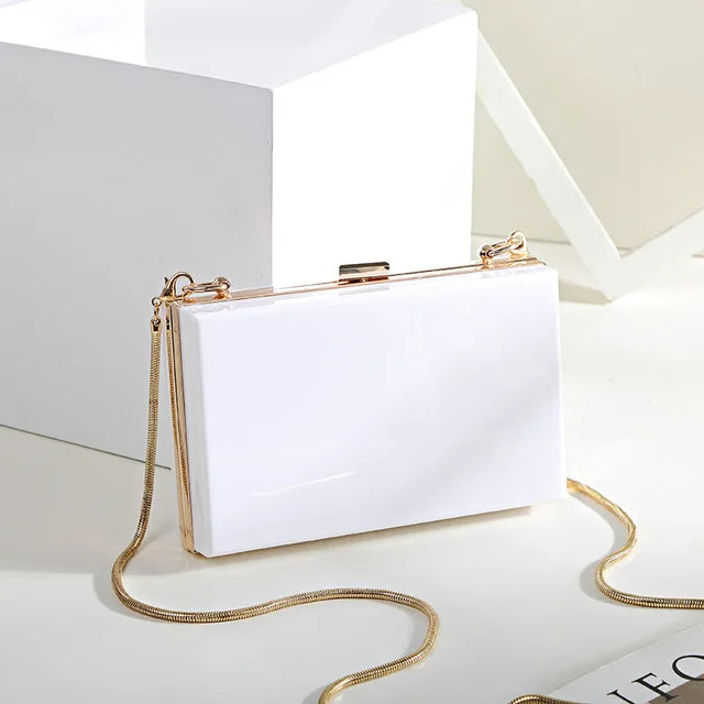 BELLA JOY New Acrylic Transparent Women Clutch Bag Chain  Women Messenger Bag Evening Bag Handbag Chain Shoulder Bag