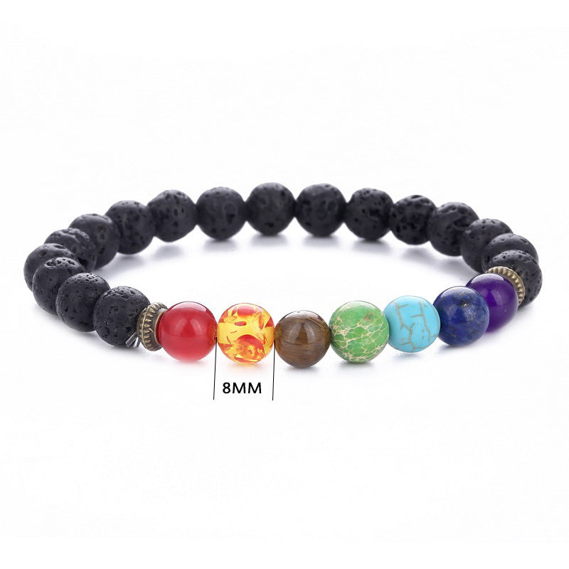 8mm Lava Rock Beads Charka Bracelet Black Healing Energy Stone Gemstone Bracelet Wholesale
