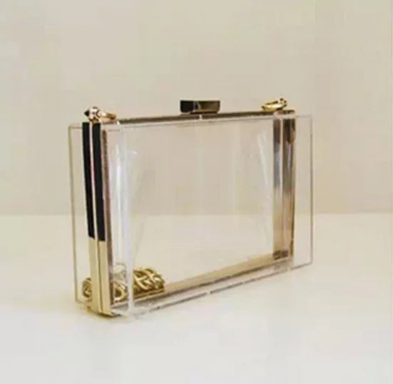 BELLA JOY New Acrylic Transparent Women Clutch Bag Chain  Women Messenger Bag Evening Bag Handbag Chain Shoulder Bag