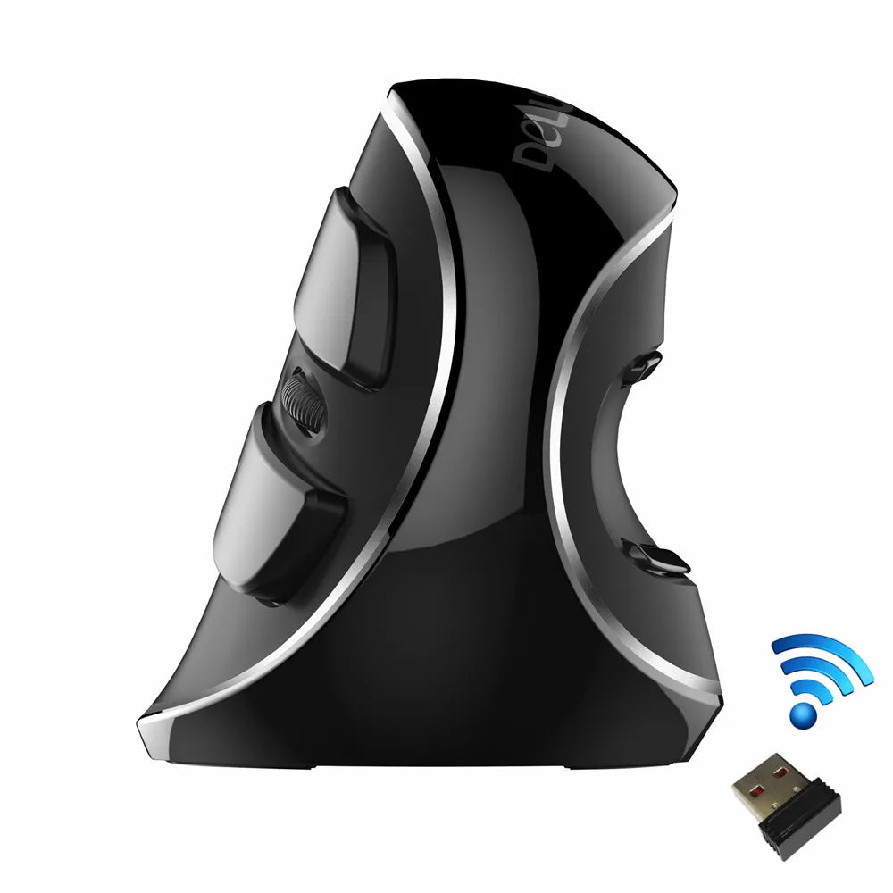 Delux M618 PLUS Ergonomics Vertical Gaming Mouse 6 Buttons 4000 DPI RGB Wired/Wireless Right Hand Mice for PC Laptop Computer