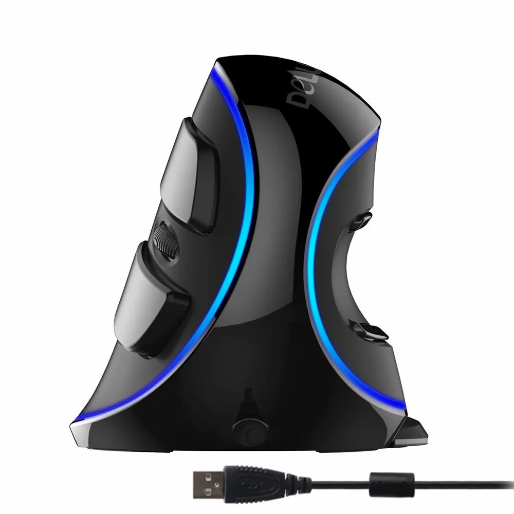 Delux M618 PLUS Ergonomics Vertical Gaming Mouse 6 Buttons 4000 DPI RGB Wired/Wireless Right Hand Mice for PC Laptop Computer
