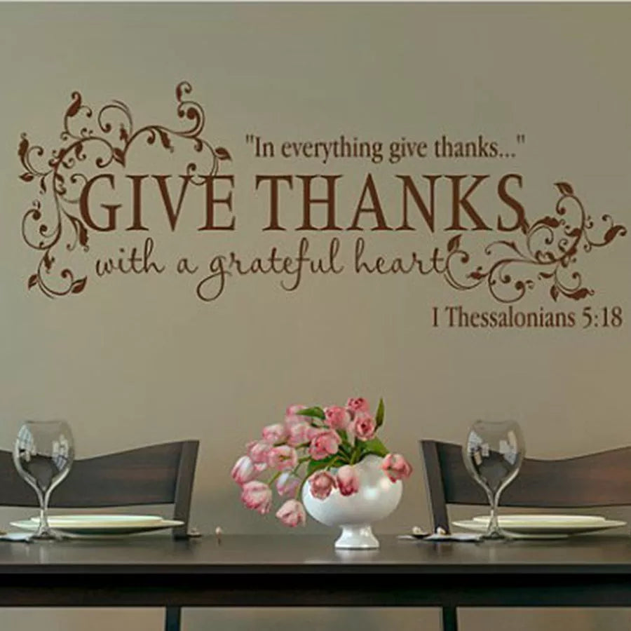 Bible Verse Thanks With a Grateful Heart Thanksgiving Wall Quote Vinyl Decal Stickers, Free Shipping Z2057