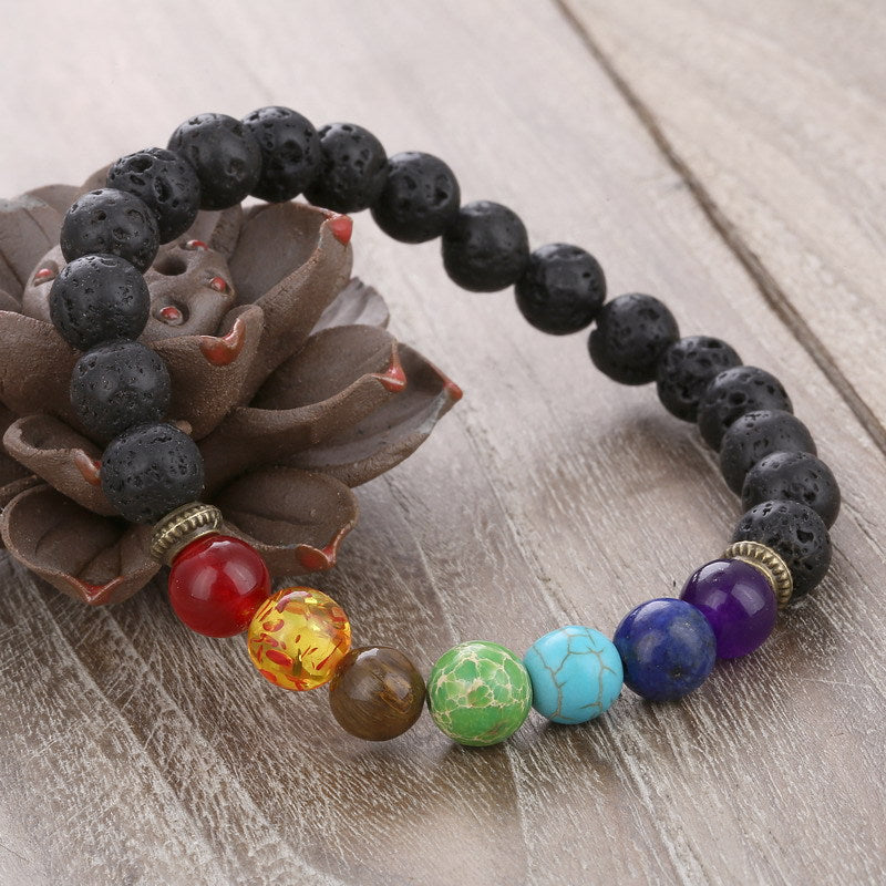 8mm Lava Rock Beads Charka Bracelet Black Healing Energy Stone Gemstone Bracelet Wholesale