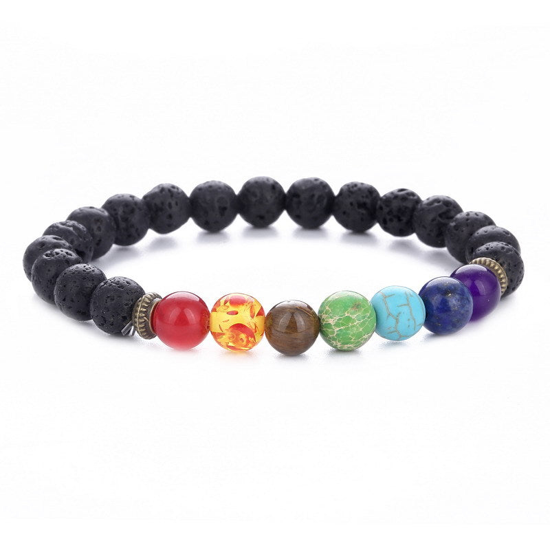 8mm Lava Rock Beads Charka Bracelet Black Healing Energy Stone Gemstone Bracelet Wholesale