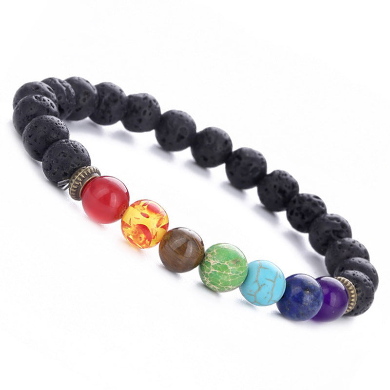 8mm Lava Rock Beads Charka Bracelet Black Healing Energy Stone Gemstone Bracelet Wholesale