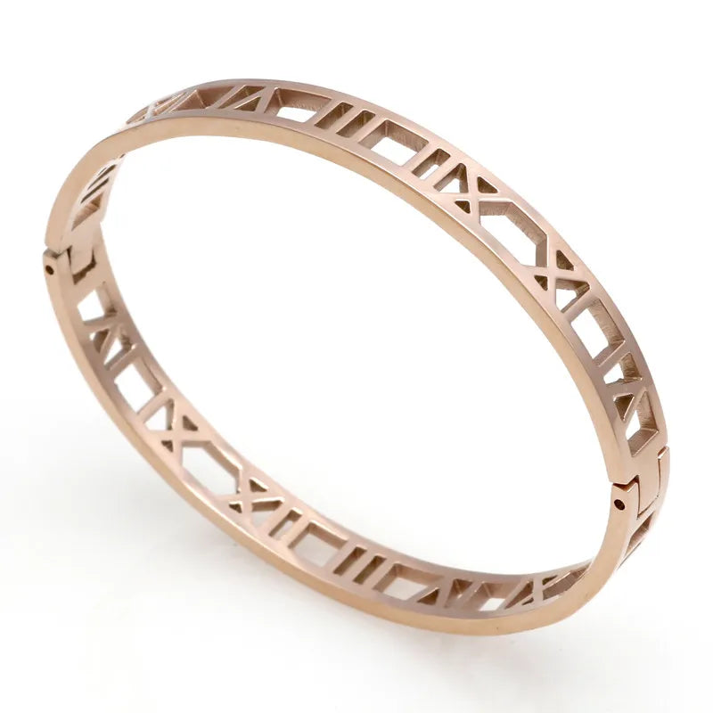 Delicate Hollow Roman Numeral Bracelets & Bangles Titanium Steel Bangle Fine Jewelry for Women Vacuum Plating Bangle Top Quality