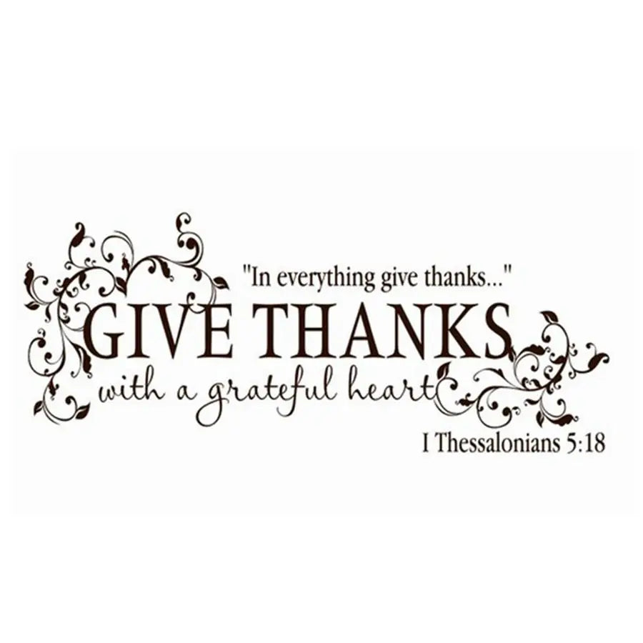 Bible Verse Thanks With a Grateful Heart Thanksgiving Wall Quote Vinyl Decal Stickers, Free Shipping Z2057