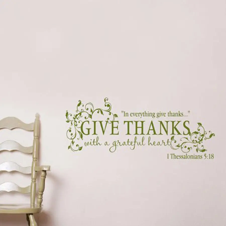 Bible Verse Thanks With a Grateful Heart Thanksgiving Wall Quote Vinyl Decal Stickers, Free Shipping Z2057