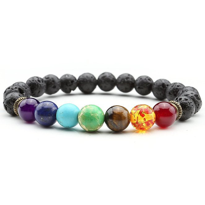 8mm Lava Rock Beads Charka Bracelet Black Healing Energy Stone Gemstone Bracelet Wholesale