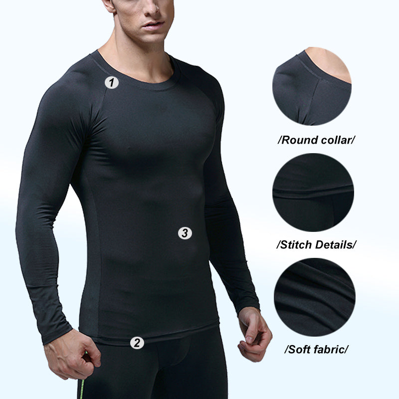 Custom Long Sleeve Clothing Men T-Shirt Tracksuits for Men Fitness Training Wear Polyester Black Sportswear Fitness & Yoga Wear