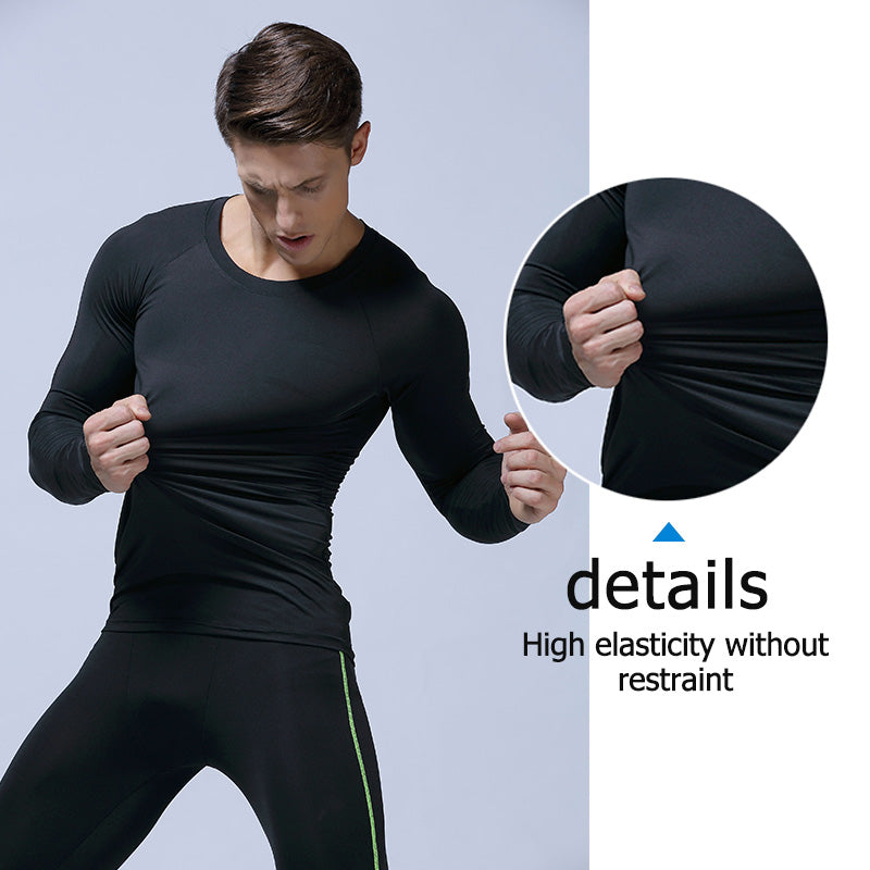 Custom Long Sleeve Clothing Men T-Shirt Tracksuits for Men Fitness Training Wear Polyester Black Sportswear Fitness & Yoga Wear