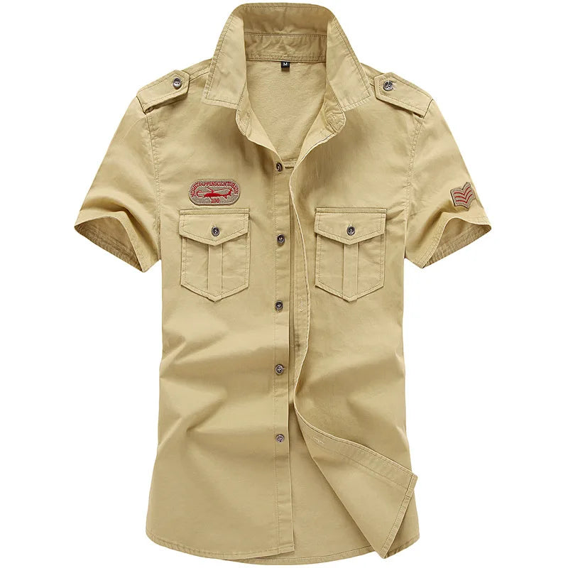 ANSZKTN High Quality Tooling Cargo Shirt Short Sleeved Outdoor Tactical Shirts for Men