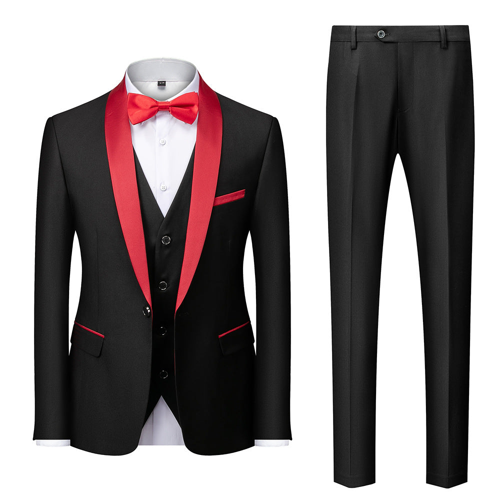 Fashionable High Quality Slim Fit Blazer Formal Prom Clothes Wine Red Men Suits