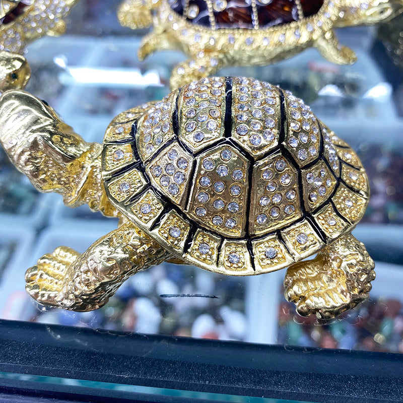 New Product Zinc Alloy Jeweled Crystal Turtle Shape Metal Jewelry Storage Box for Sale