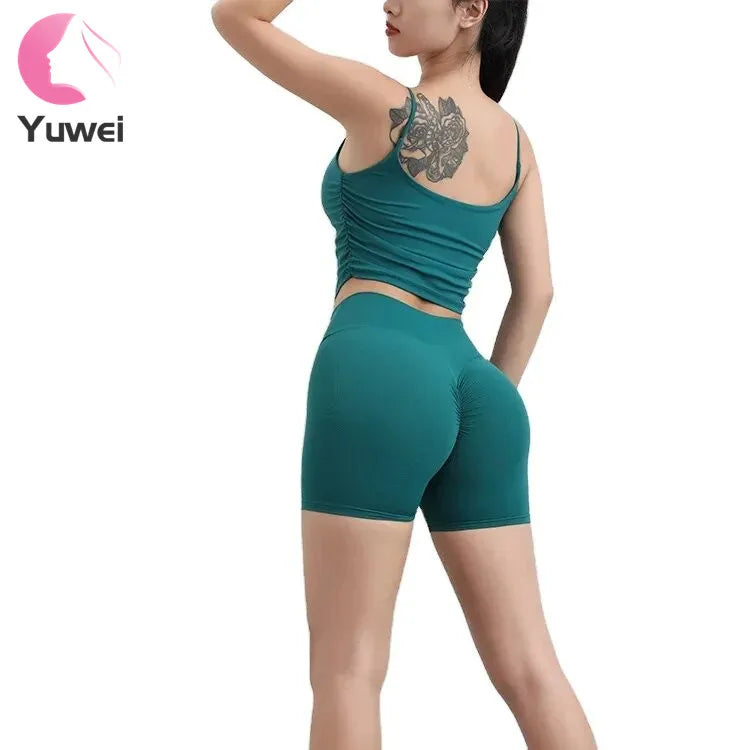 Tik Tok Hot Sell Fitness Sports Wear Summer Gym Yoga Short Leggings Women High Waist Cycling Biker Shorts