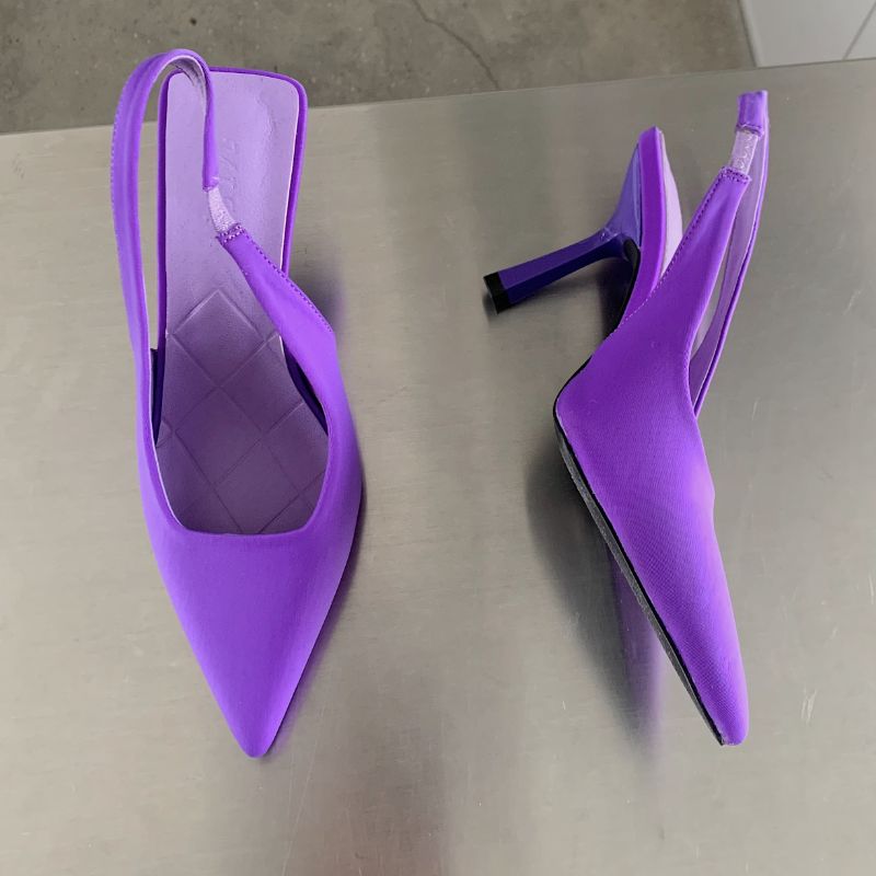 35-41 Candy Color New Fashion Tacones Mujer Pumps Pointy Toe Women Sexy Sling Back Heels