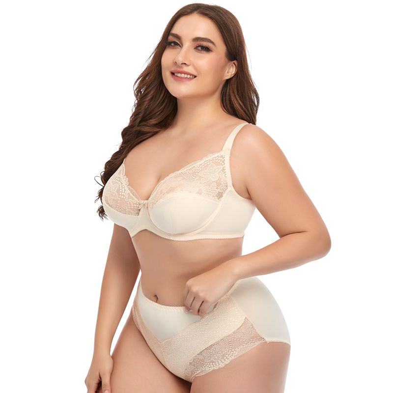 Customized Female E Cup Size Lace Bra Brief Set Lingerie Women's Plus Size Underwear Pantie and Bra Sets