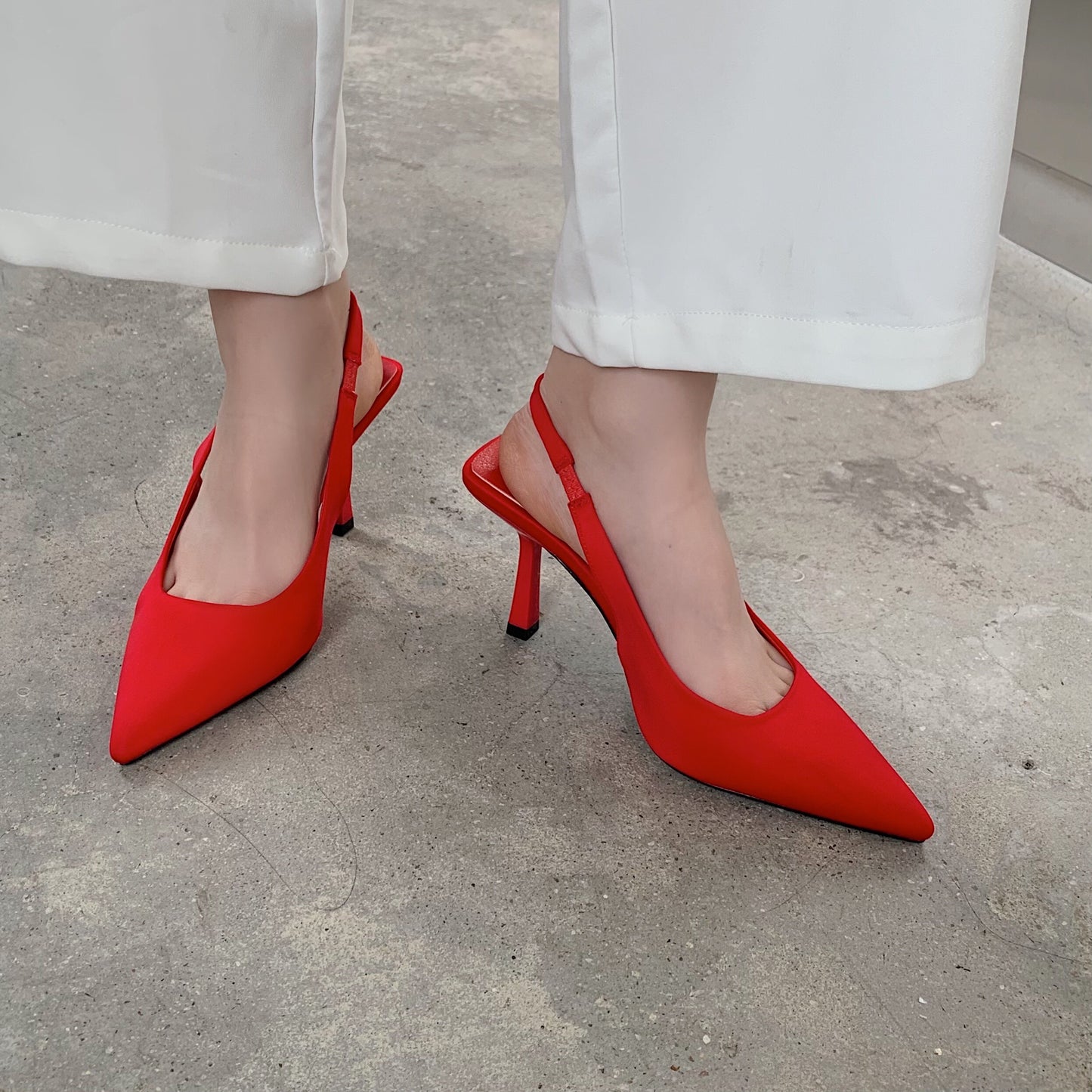 35-41 Candy Color New Fashion Tacones Mujer Pumps Pointy Toe Women Sexy Sling Back Heels