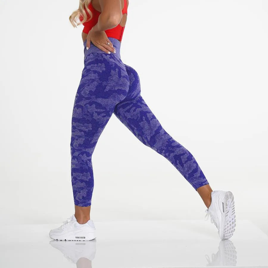 14 Color New Women Camouflage Jacquard Seamless High Waist Yoga Scrunch Butt Leggings