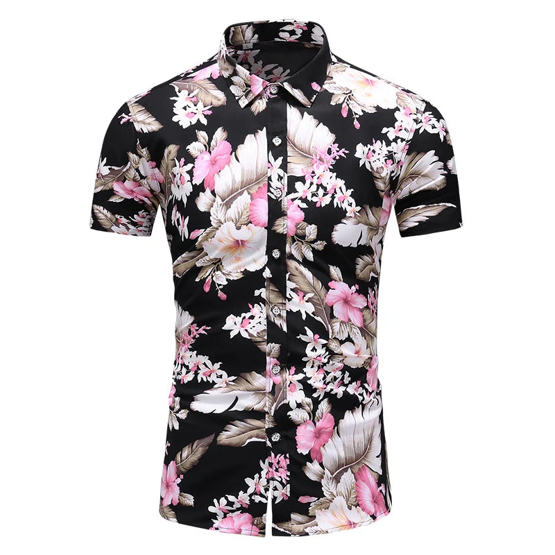 2023 New Fashion Casual Men's Shirt Short Sleeve Print Hawaii Shirt Men Summer New Design Mens Beach Shirts Men Flower Shirt 7XL