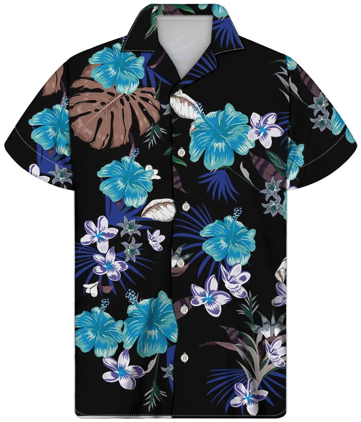 Fancy Gold Shirts for Men Polynesian Tribal Fabric Hawaiian Short Sleeve Shirt Men Summer Clothing for Men's Tropical Tops Shirt