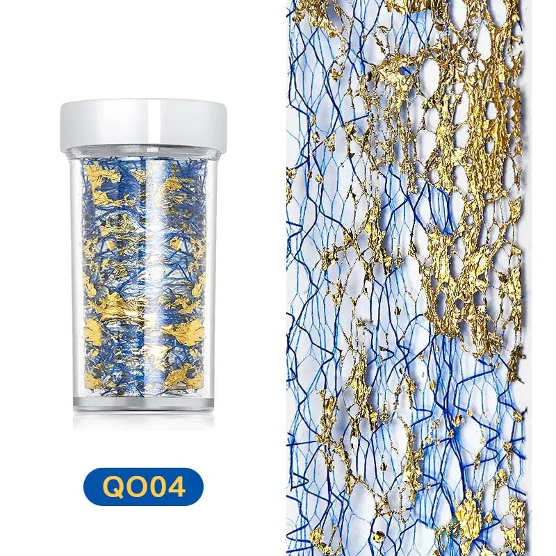 Gold Aluminum Foils 3D Mesh Nail Stickers Stripe Line Nail Art Decal Wraps Slider Manicure DIY Nail Art Decoration Accesorios