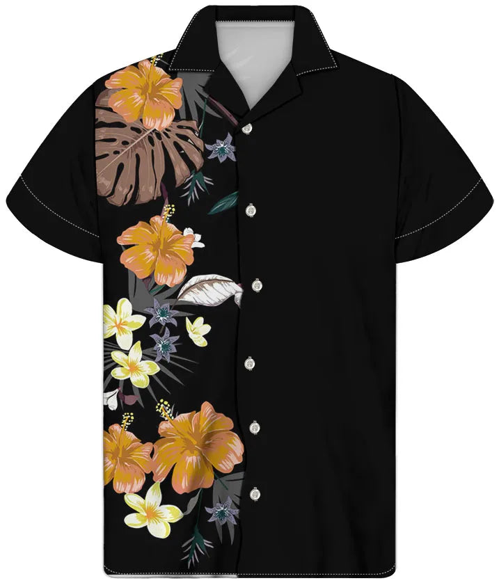 Fancy Gold Shirts for Men Polynesian Tribal Fabric Hawaiian Short Sleeve Shirt Men Summer Clothing for Men's Tropical Tops Shirt
