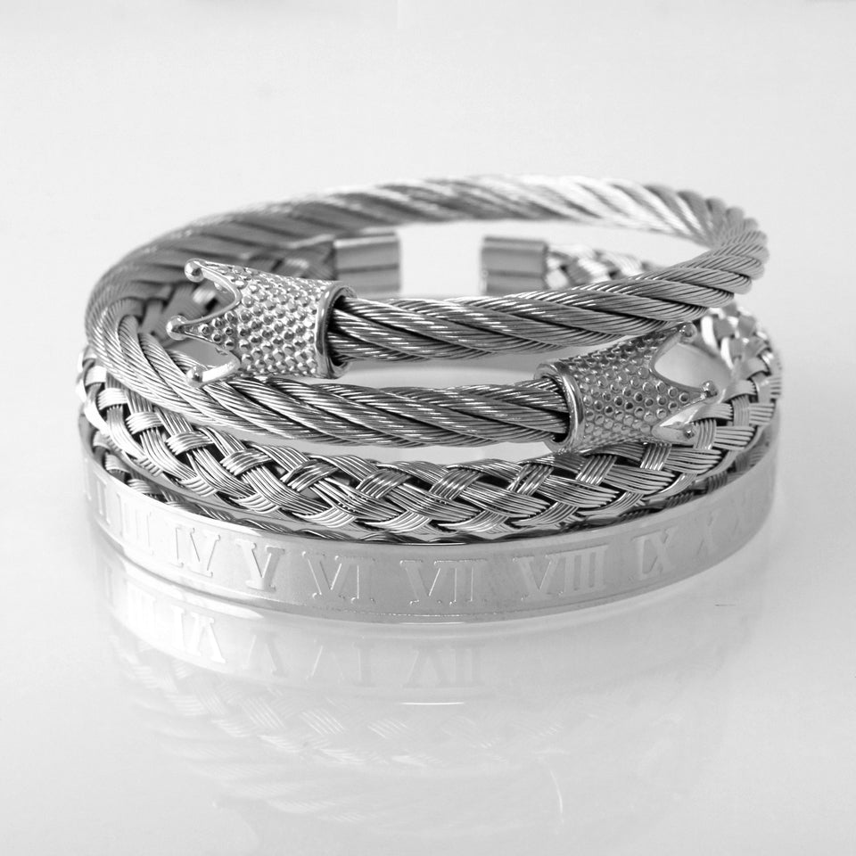 Top Quality Luxury Royal Crown Bracelets & Bangles Fashion Stainless Steel Men' Jewelry Do Not Fade Jewellery Sets Bracelet Male