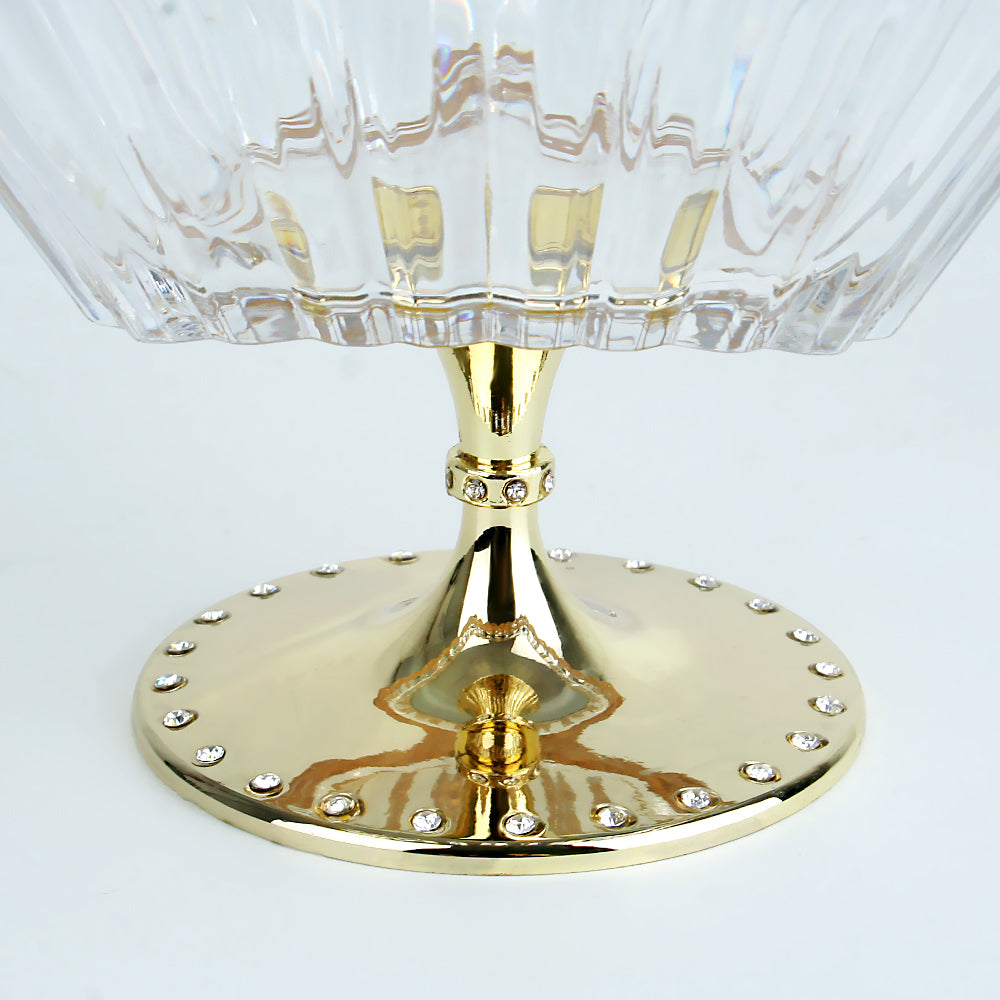 Metal Vertical Stripes Grain Glasses Fruit Tray  Crystal Fruit Glass Bowl
