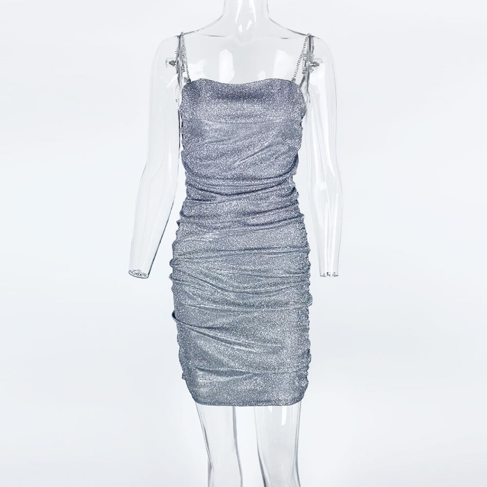 Women's Sparkle Mini Party Sequin Dress Sexy Sequin Glitter Spaghetti Straps Bandage Bodycon Mini Club Party Dress Drop Shipping