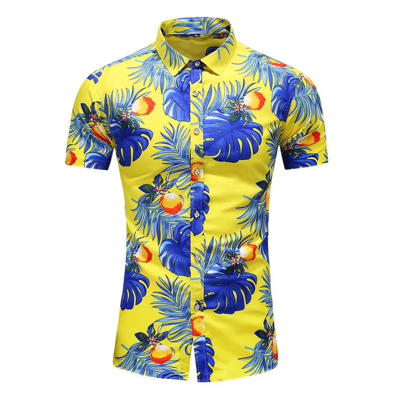 2023 New Fashion Casual Men's Shirt Short Sleeve Print Hawaii Shirt Men Summer New Design Mens Beach Shirts Men Flower Shirt 7XL