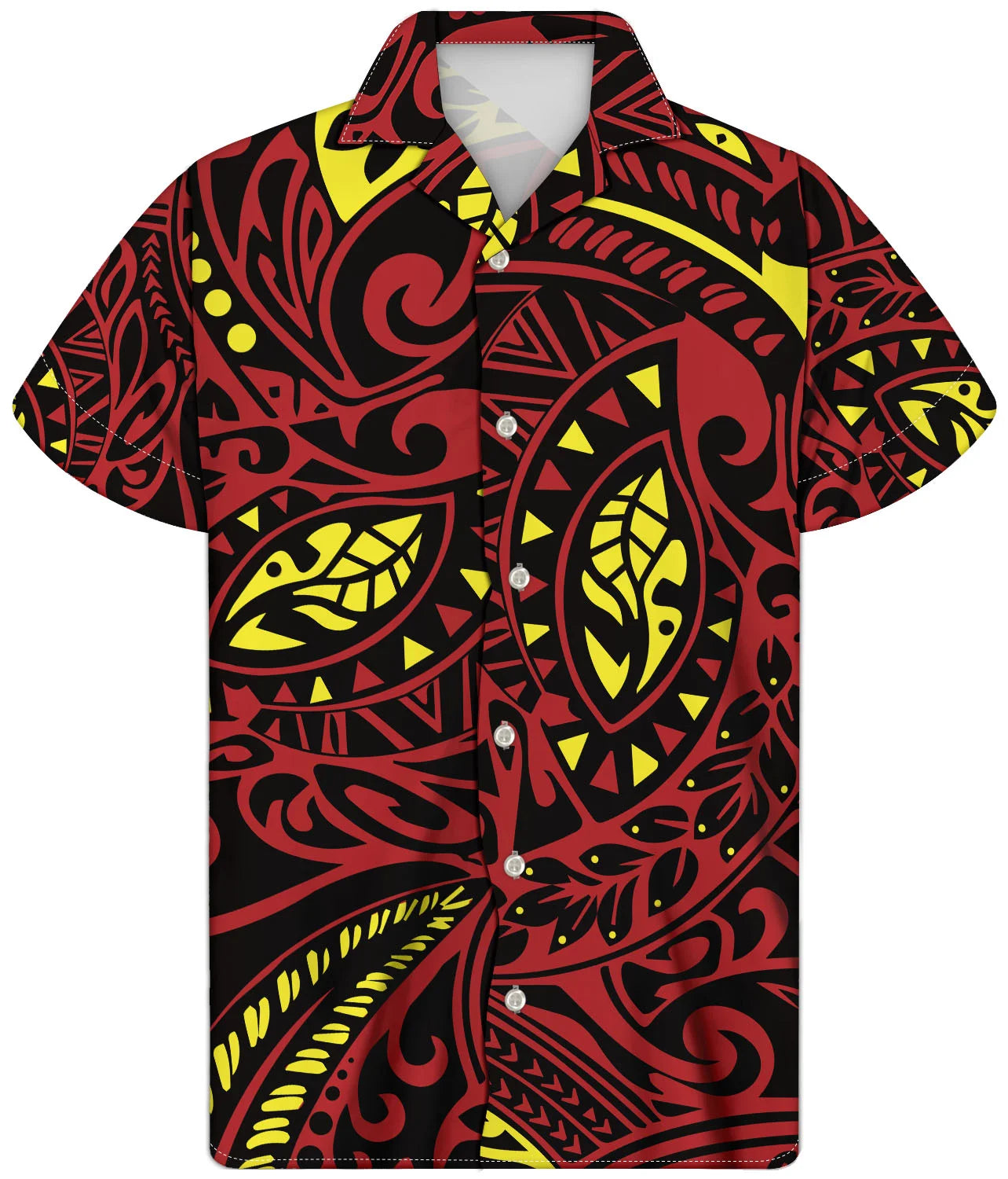 Fancy Gold Shirts for Men Polynesian Tribal Fabric Hawaiian Short Sleeve Shirt Men Summer Clothing for Men's Tropical Tops Shirt