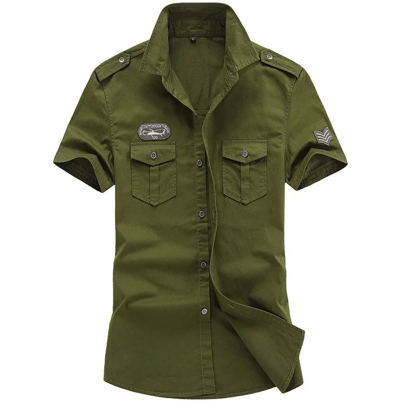 ANSZKTN High Quality Tooling Cargo Shirt Short Sleeved Outdoor Tactical Shirts for Men