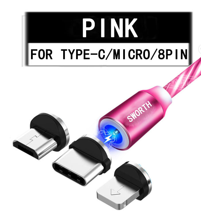 Magnetic Luminous Charging Cable Magnetic Charging Cable 3 in 1 Magnetic Usb Cable