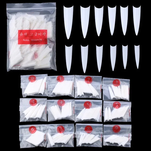 Long Coffin Stiletto Fake Nails ABS New Design Ballerina Nail Art Tips Clear/Natural Fake Nails Tips