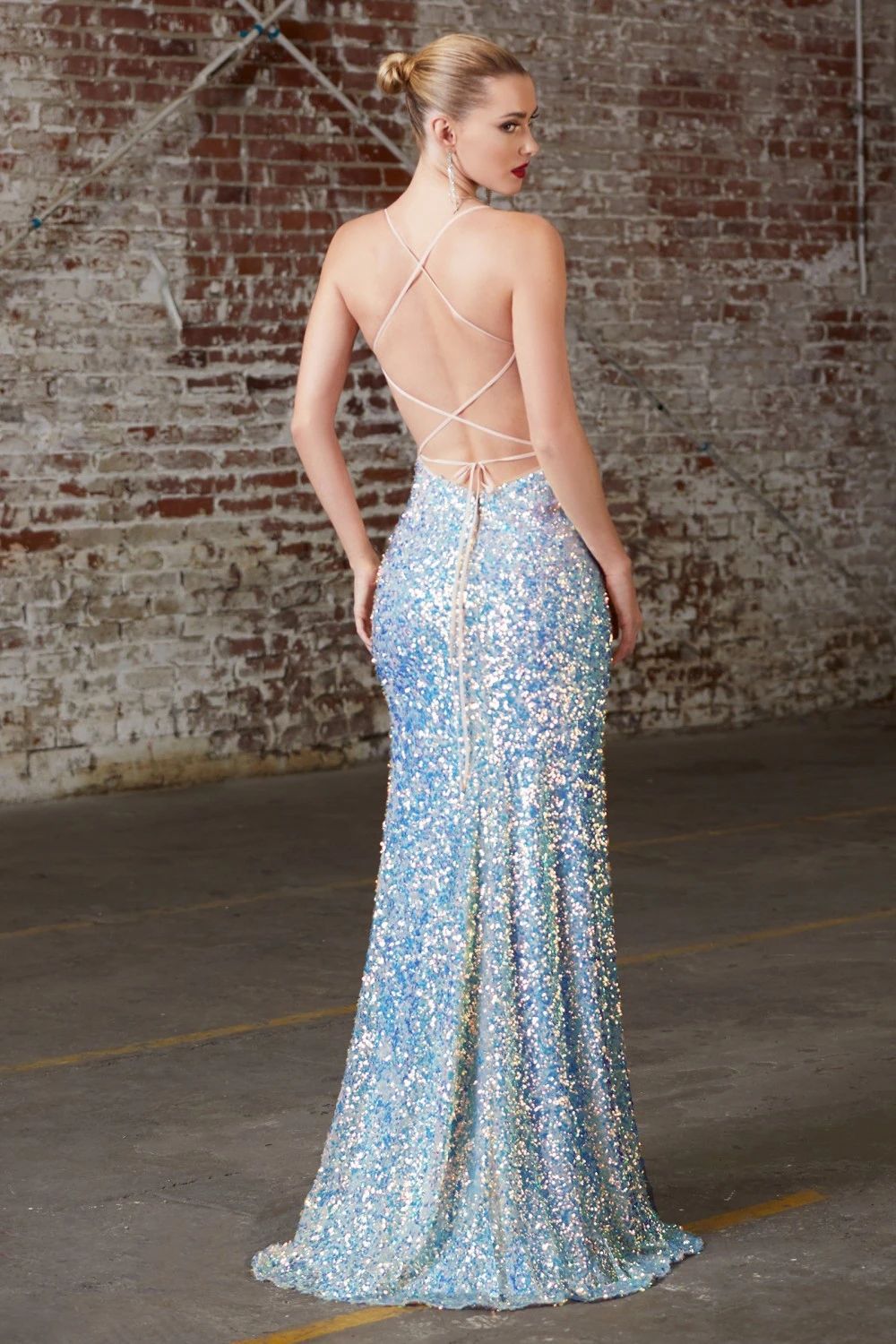 Elegant Spaghetti Strap High Split Glitter Long Dress Women Vestidos Sexy Party Club Shine Sequin Backless Evening Prom Dress