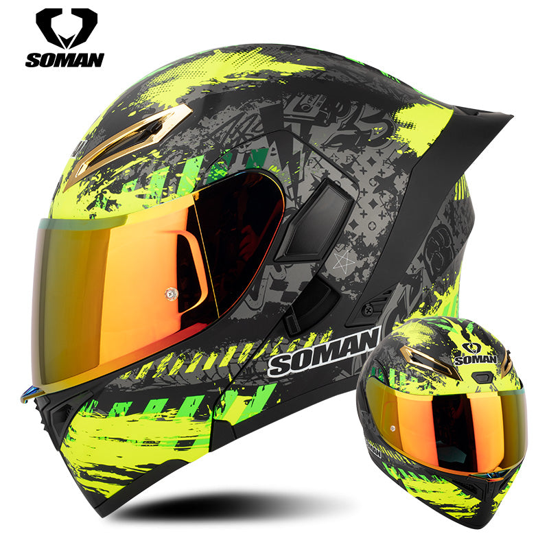 Dot Approved Double Sun Visor Flip Up Motorcycle Riding Helmets Open Face Motocross Racing Helmet Full Face Motorbike Helmet