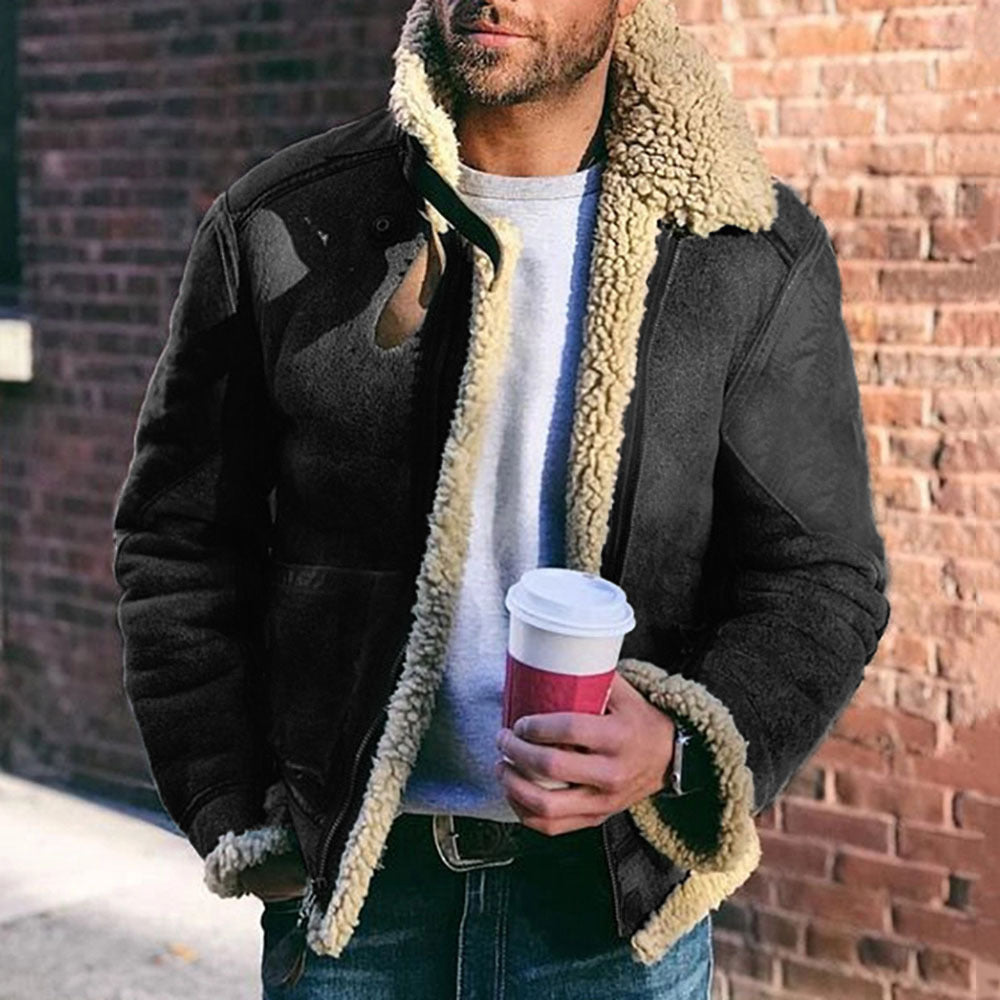 2021 High Quality Suede Faux Duffle Fur Aviator Jacket for Men Jackets Men's Korean Winter Fleece Jackets Men's