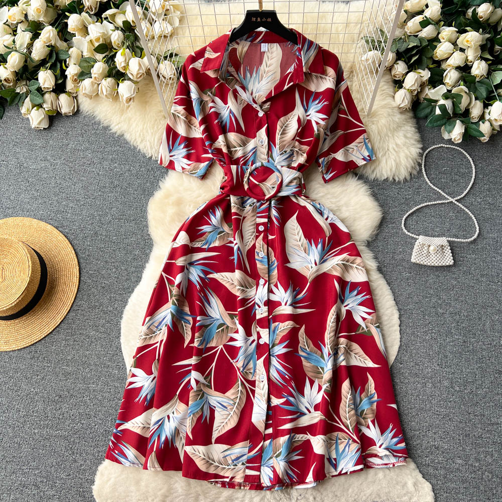New 2023 Floral Sexy Slash Neck One Shoulder Elegant Vacation Chiffon Ruffle Dress