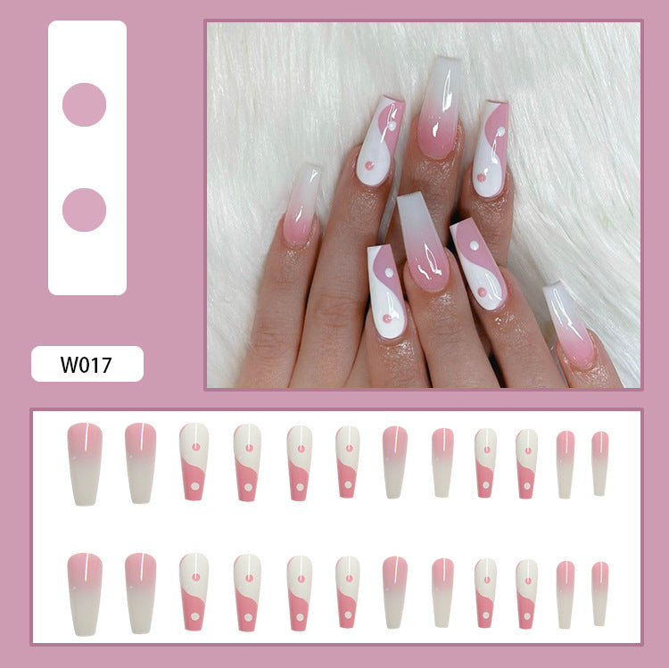 TKL New Style Tai Chi Design Pink Press on Nails Set Finger Full Cover Ballet Coffin False Nail